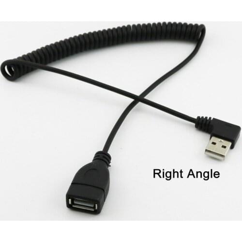 10pcs Spiral Coiled USB 2.0 A Male Right Angle to Female Extension Data Adapter Cable 1.5m