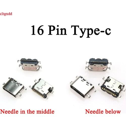 100Pcs Micro USB JACK 3.1 Type-C 16pin usb charging port female connector for Mobile Phone Leagoo OUKITEL WP5000 K6 Lenovo S5