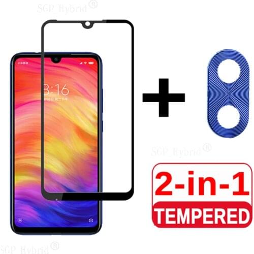 2 in 1 Protective Glass For Xiaomi Redmi Note 7 Camera Screen Protector With Metal Ring Tempered Glass For Redmi Note 7 Film