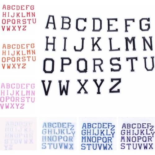 26PCs/lotion English Letters Patch Embroidered Iron-on Patch for Clothing English Alphabet Words Strips Badge Garment Accessory