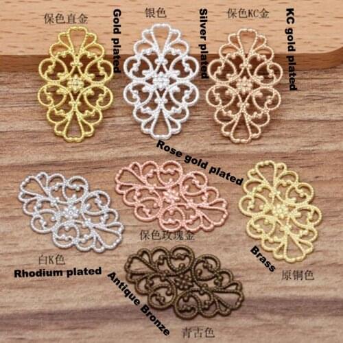 500pcs 22x32mm filigree flower wraps connector flower piece diy vintage jewelry accessories handmade materials wholesale FCN-024