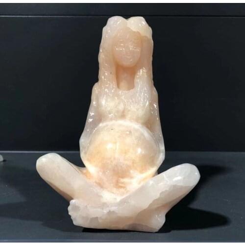 AAA+ 100% Natural Crystal Stone Jade Carved Mother Earth Statue Figures Sculpture Crafts Home Decorations Stone Crafts 1pcs