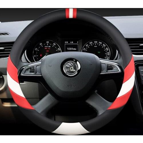 PU Leather Car Steering Wheel Cover for Skoda Octavia A5 A7 RS Octavia 2 3 Combi Auto interior Accessories