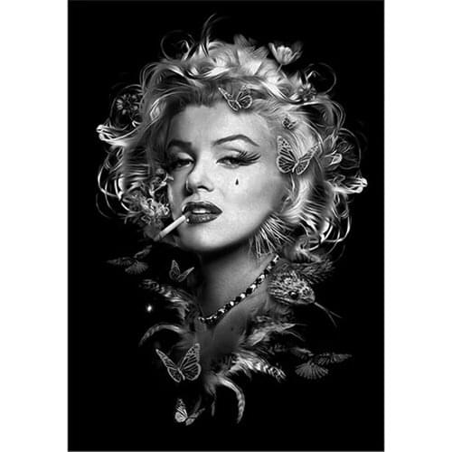 ARMYQZ 5D Diy Diamond Painting Black and White Cool Girl Smoking Poster Portrait Square/Round Rhinestone Embroidery Cool Girl