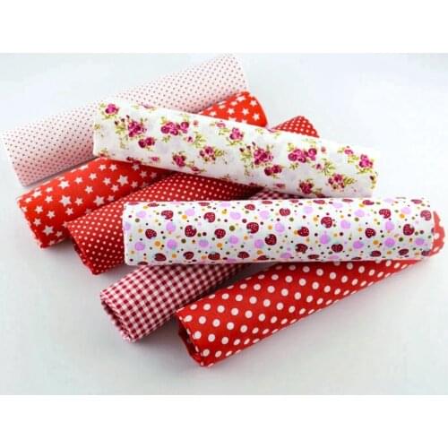 Booksew Telas Por Metro Telas De Algodon Para Patchwork 7PCS Red Cotton Fabric Dye Sewing DIY Dress Material Tildas Stoffen