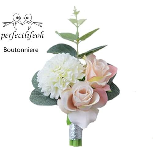 Perfectlifeoh New Bridesmaid groomsmen wrist flowers material Artificial flowers Wedding flower decoration Bride wrist flower