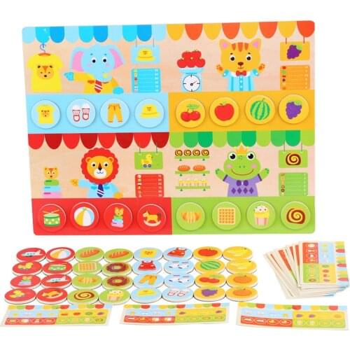 Wooden Magnetic Puzzles Childrens Fun Box Baby Jigsaw Puzzle Educational Magnet Book Scenario Magnetic Stickers Toys For Kids