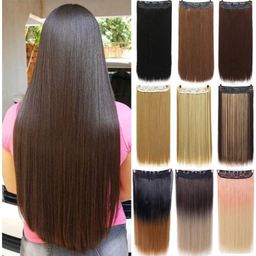 XUANGUANG Long Synthetic Hair 5 Clips In Hair Extension Heat Resistant Hairpiece Natural Wavy Hair Piece