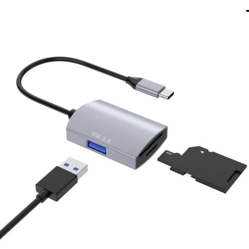 3-in-1 Type-C Hub USB2.0 Micro-SD/TF Card Slot Reader OTG Adapter Converter Docking Station