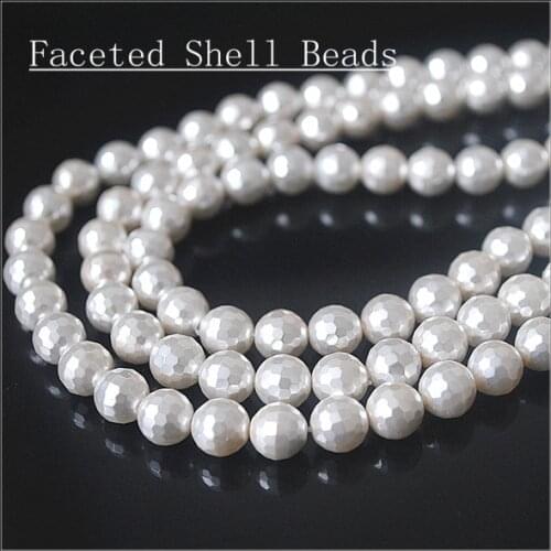 Faceted shell beads mother of pearl beads accessories pearl beads size 8mm 10mm top quality of beads jewelry accessories