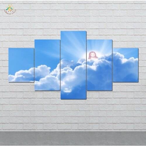 Jesus on the Cloud Picture And Poster Canvas Painting Modern Wall Art Print Pop Art Wall Pictures For Living Room 5 PIECES