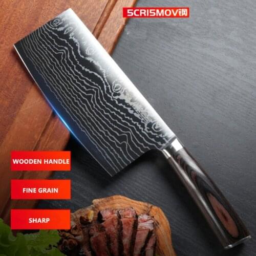 7.5 inch Chinese kitchen chef knife 5CR15MOV steel sharp professional butcher Cleaver knife b knife cooking tool G10 handle