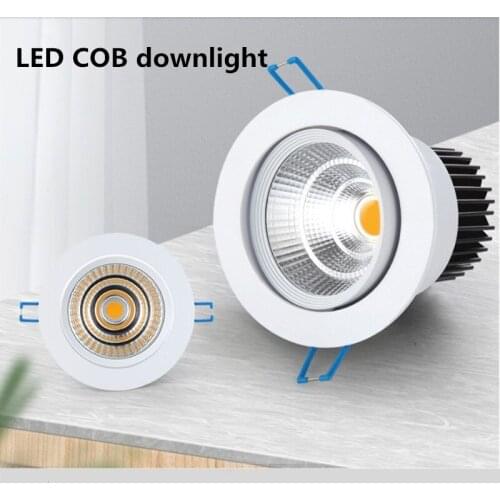Round Recessed COB LED Downlights 3W 5W 7W 9W 12W 15W LED Ceiling Spot Lights AC85~265V LED Ceiling Lamps Indoor Lighting