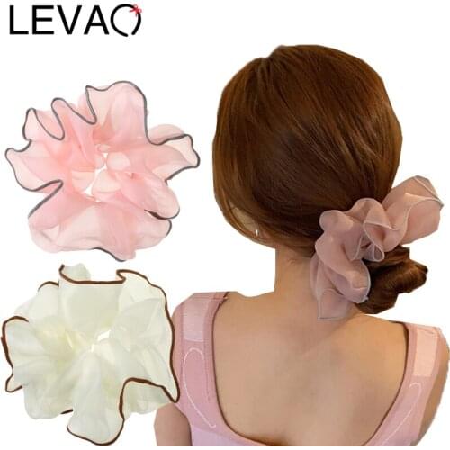 LEVAO 18cm Women Organza Scrunchie Elastic Handmade Multicolor Hair Band Ponytail Holder Headband Hair Accessories