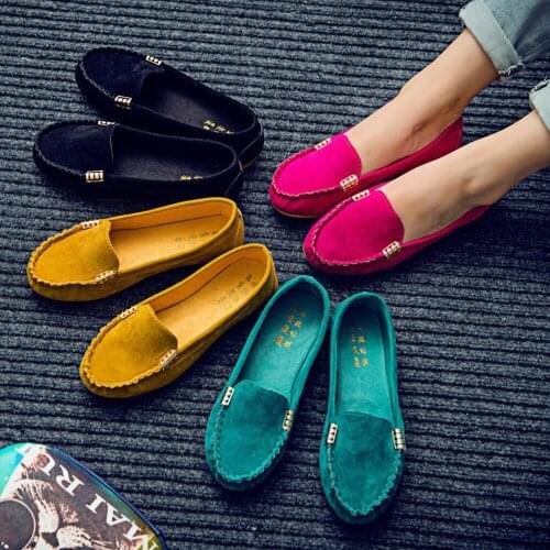 GANGGE Big Size 35-43 Women Loafers Candy Color Flats Soft Slip on Flat Shoes Woman Ballet Flats Boat Shoes Zapatos mujer