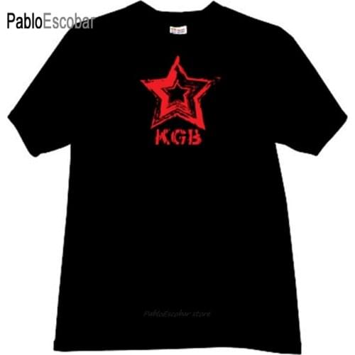 Man t-shirt cotton tee-shirt brand tops KGB red Star CCCP Russian Secret police T-shirt in black male summer t shirt