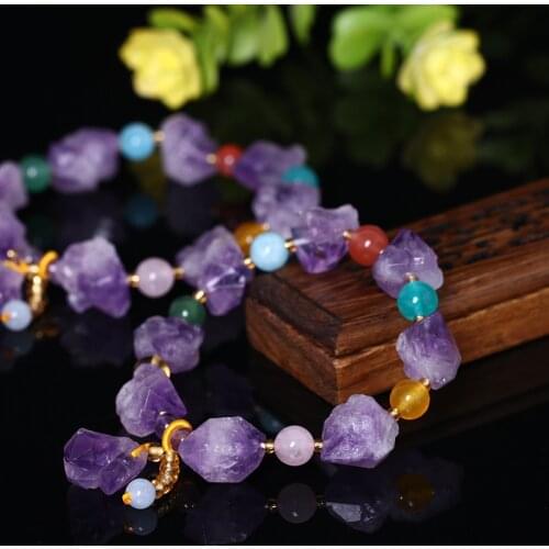 Natural jade Amethyst multi treasure Bracelet Adjustable Bangle Charm Jewellery Fashion Accessories Hand-Carved Luck Amulet Gift