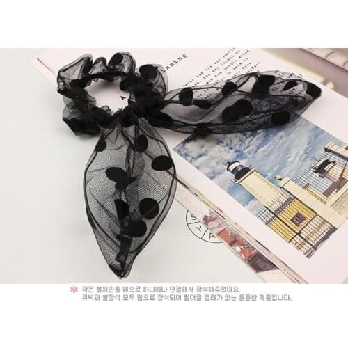 New arrival Women fashion lace Rabbit ears hair bands girls lovely bow gum Hair accessories rubber rope headwear