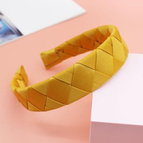 Ornmant Wide Side Hairband Casual Fabric Artificial Twist Braid Headband Handmade Classic Turban Solid Glossy Hair Accessories