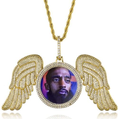 Making-123 Hip Hop European And American Style Custom Photo Wing Shape Pendant Necklace for Fashion Jewelry Word Can Be Engraved