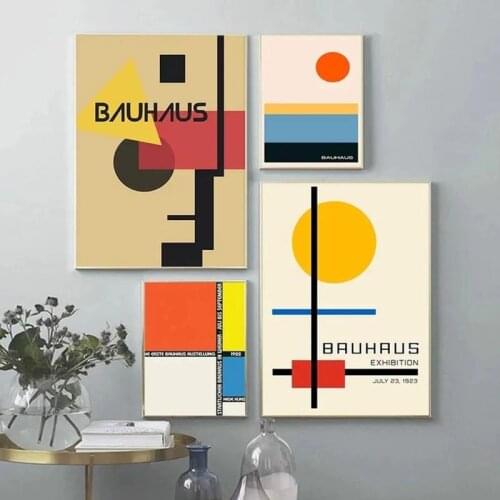 Retro Bauhaus Posters Prints Abstract Orange Geometric Rektangel Kunst Canvas Painting Wall Art Pictures for Living Room Decor