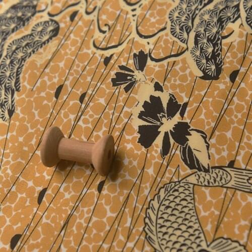 Half Meter Dark Ginger Pine Tree Brocade Fabric For Kimono Dress Trousers Upper Clothes Garment Table Cloth Decoration Material
