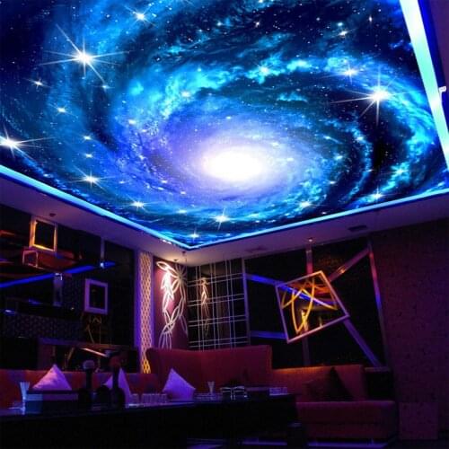Galaxy Nebula Photo Ceiling Wall Mural For Living Room Kids' Room Wall Decor Non-woven Custom Size Shining Stars 3D Wallpaper