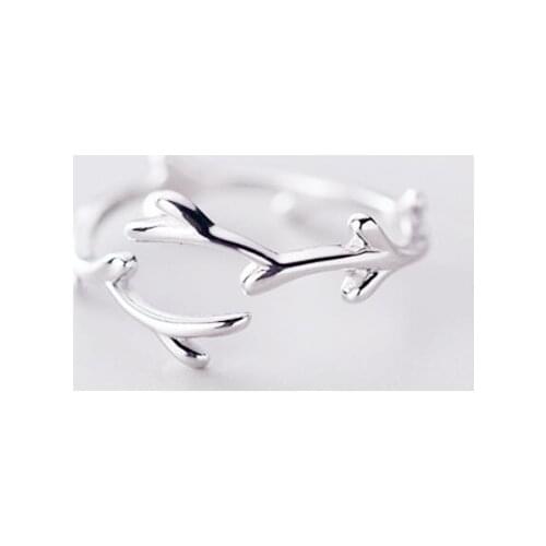 Sole Memory Cool Fresh Literary Twig Simple Cute 925 Sterling Silver Female Resizable Opening Rings SRI433