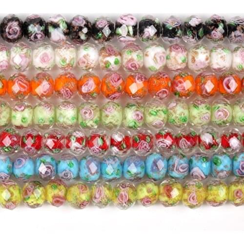 10X8mm Murano Faceted Transparent Flower Glass Lampwork Spacer Beads for Jewelry Making Women Diy Bracelets Aperture 2mm