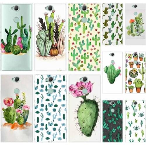 Cactus Plant Art Transparent Silicon TPU Case For Sony Xperia L1 L2 L3 X XA XA1 XA2 XA3 XZ XZ1 XZ2 XZ3 XZ4 Plus Compeact Cover