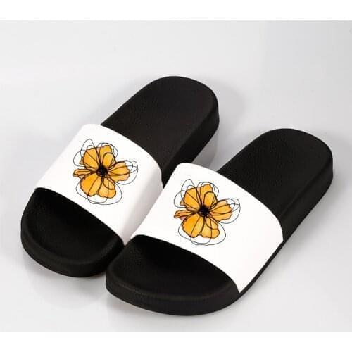 2021 Ladies Shoes Fashion Home Slippers Flat Flip Flops Woman Slides Flowes Pattern Open Toe Non-slip Sandals Female shoes 41