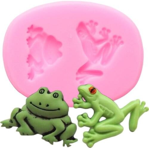 Cute Frog Silicone Mold Cupcake Topper Animals Fondant Cake Decorating Tools ​​Chocolate Gumpaste Mould Polymer Clay Candy Molds