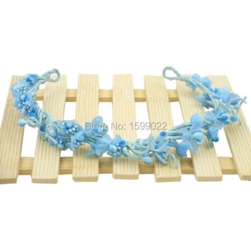 Bride Tiaras Flower Hair Accessories Sky Blue Costume Headdress Prom Hair Pieces Forest Wedding Decor Pageant Party Headwear