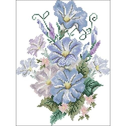 TOP Blue morning glory patterns Counted Cross Stitch 11CT 14CT 18CT DIY Cross Stitch Kits Embroidery Needlework Sets