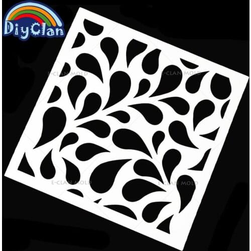 E-Clan 13x13cm Leaves Cake Sides Stencils Environmental Plastic Spray Cake decoration DIY cupcake Mold P0022