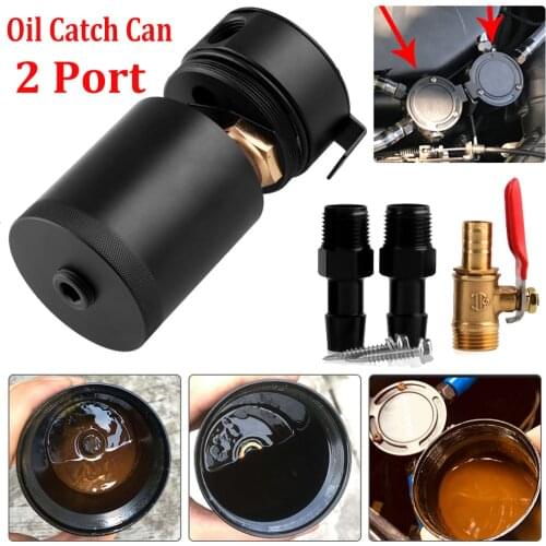 Universal Compact Baffled 2-Port Aluminum Oil Catch Can Reservoir Tank Oil Catch Can Fuel Tank Parts Two hole breathable Kettle