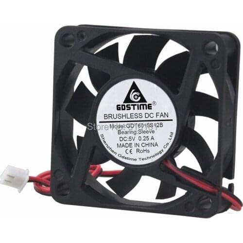 5PCS Gdstime 60x60x15mm DC 5V 2 Pin 60mm Cooler Brushless Axial PC CPU Case Cooling Fan 6015