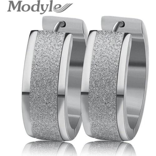 Modyle 2021 New Brand Silver Color Stainless Steel Scrub Earrings for Women Fashion Jewelry Woman Accessories