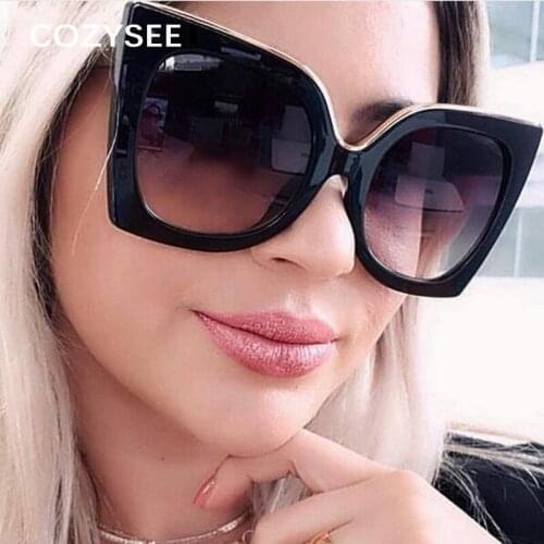 Overszie Black Cat Eye Women Sunglasses Vintage Retro Bow Shape Sexy Chic Sun Glasses Female Big Frame Red White Shades Oculos