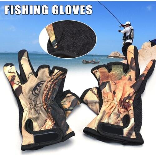 1 Pair 3 Half Finger Anti-slip Fishing Gloves Outdoor Sport Camouflage Breathable SEC88