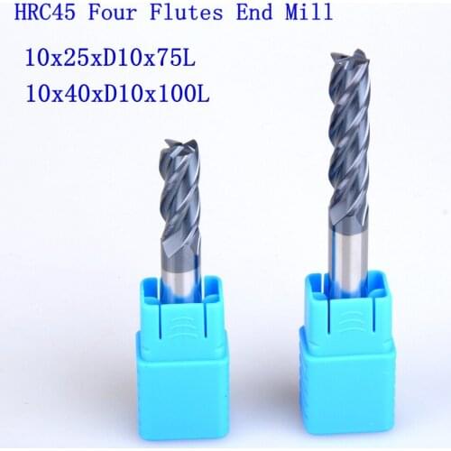 1Pcs 10mm HRC45 Four Flutes Micro Solid Carbide Face End Mill CNC Milling Cutter Bits For Steel Milling