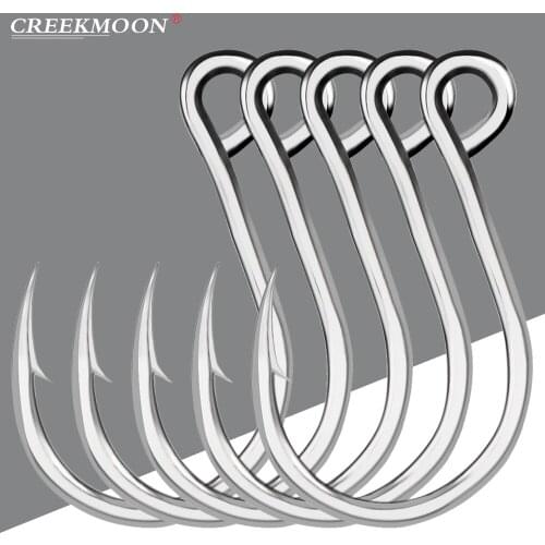 100pcs Strong Big Stainless Steel Jigging Hook 1/0-11/0# Jig Huge Resistant Fishing Hooks Saltwater Anti-corrosion Sea Fish Hook