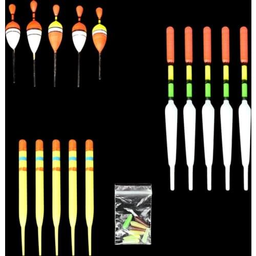 15pcs/Set Sea Fishing Floats Vertical Buoy Slip Bobber Rod Fishing Lures Mix Size Color float buoy For Fishing Accessories
