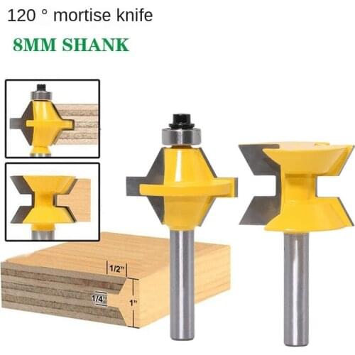 2Pcs 120 Degree Lock Miter Finger Joint Router Bits Set 8MM Shank Milling Cutters For Wood Plywood MDF Woodworking Tools