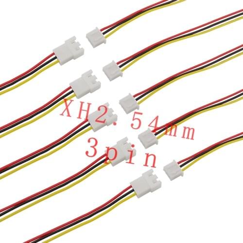 20CM JST XH 2.54 Wire Connector Male Female Plug Socket 3PIN JST Wire Cable Terminals Connectors 26AWG for DIY Toys Batteries