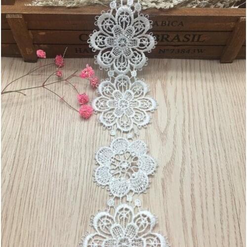 5 Yards White Black Color Flower Lace Trim Water Soluble Embroidery Lace for Garment Sewing Accessories DIY Dress Decoration