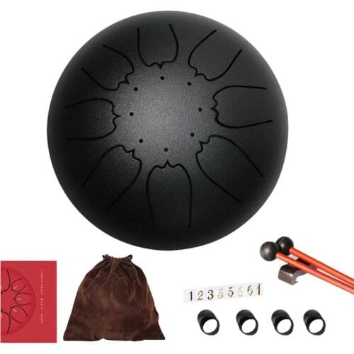 6 Inch Mini Drum 8 Tone Steel Tongue Drum Tune F Percussion Hand Pan Drum With Padded Drum Bag & Mallets Musical Instruments