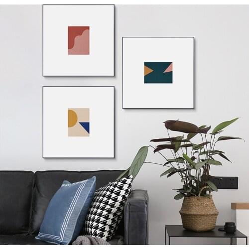 Abstract style Colour Blocks Canvas Painting Posters and Prints Unique wide white border Deco Wall Art Pictures for Living Room