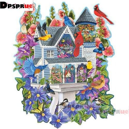 Dpsprue Full 5d Diy Diamond Painting Cross Stitch bird House Diamond Embroidery Kit Mosaic Home Artworks Decor Gift DR01