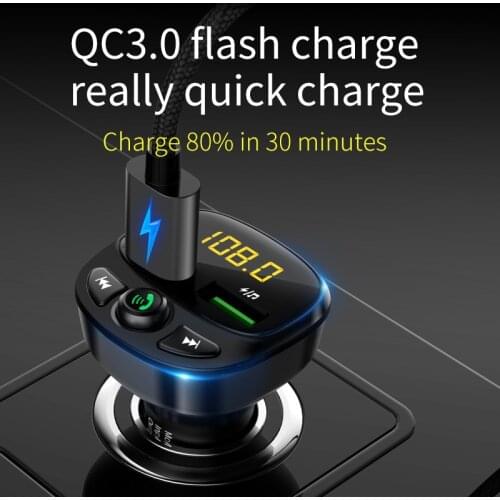 Car Mp3 Player Bluetooth 5.0 FM Transmitter Modulator Handsfree Car Accessories Audio FM Transmittor QC3.0 Fast Charger NEW 2021